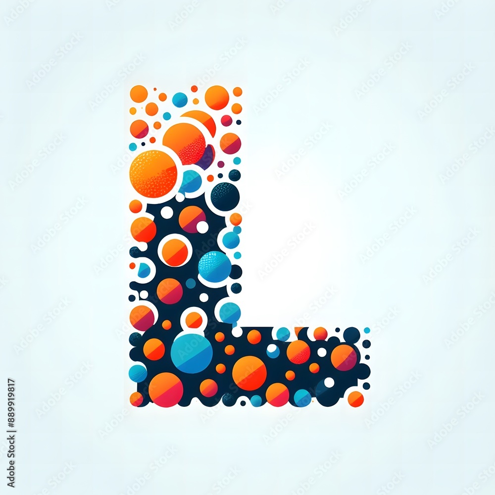 Fototapete AI Generate of Logo Letter L created using random color dots