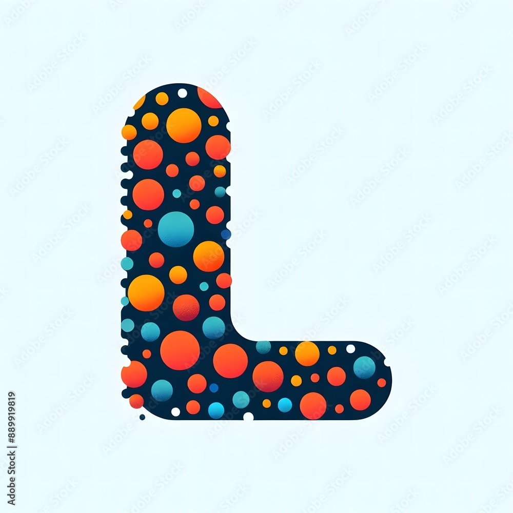 Fototapete AI Generate of Logo Letter L created using random color dots