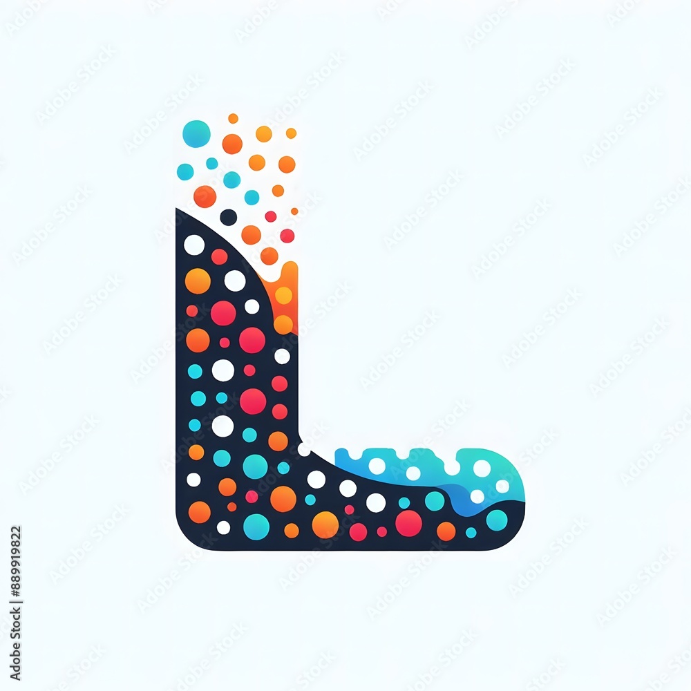 Fototapete AI Generate of Logo Letter L created using random color dots