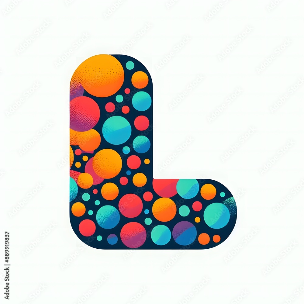 Fototapete AI Generate of Logo Letter L created using random color dots
