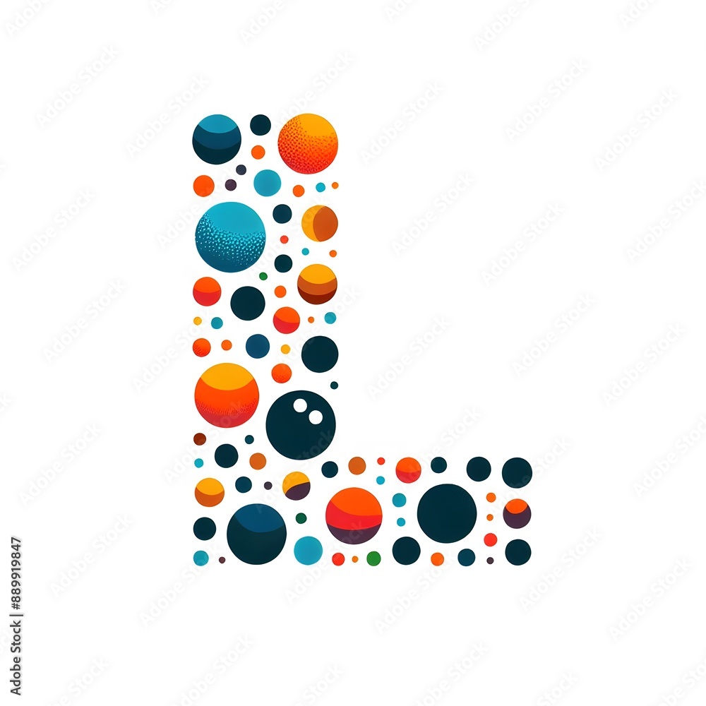 Fototapete AI Generate of Logo Letter L created using random color dots