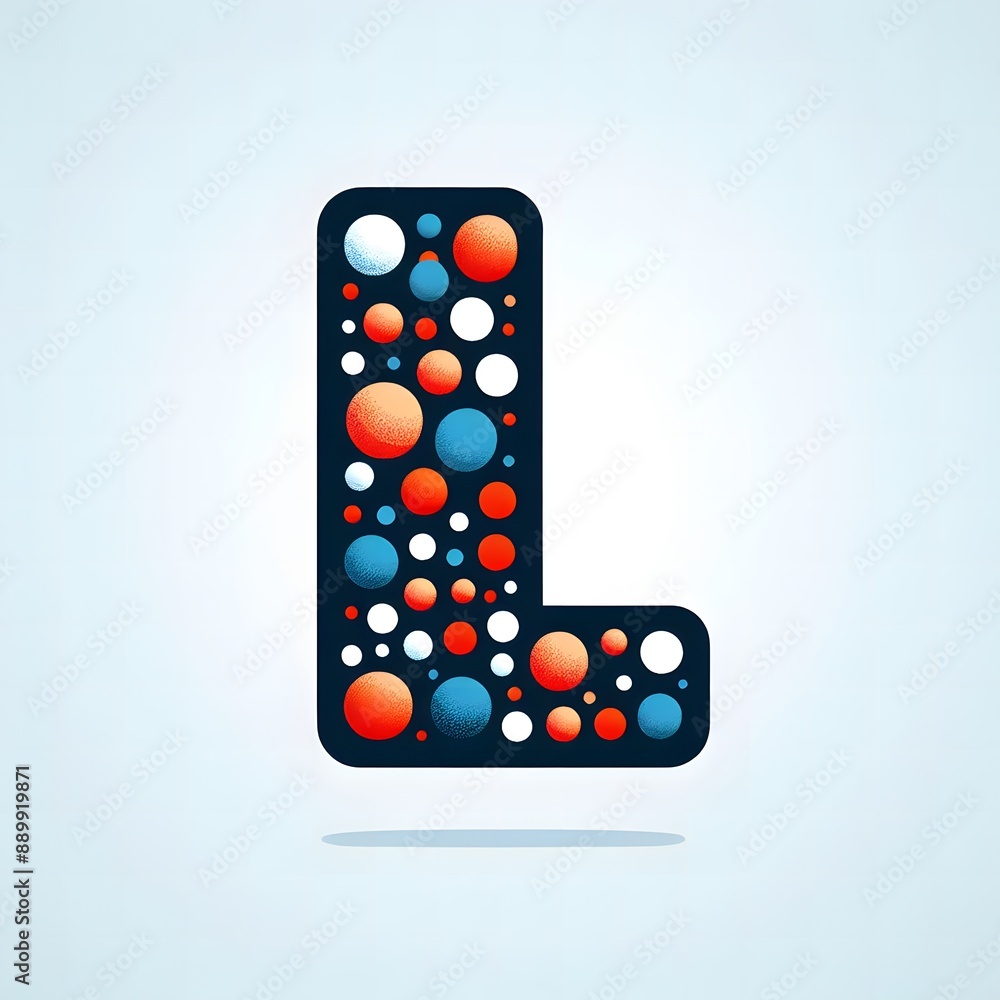 Fototapete AI Generate of Logo Letter L created using random color dots