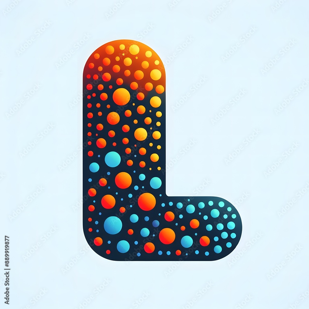 Fototapete AI Generate of Logo Letter L created using random color dots