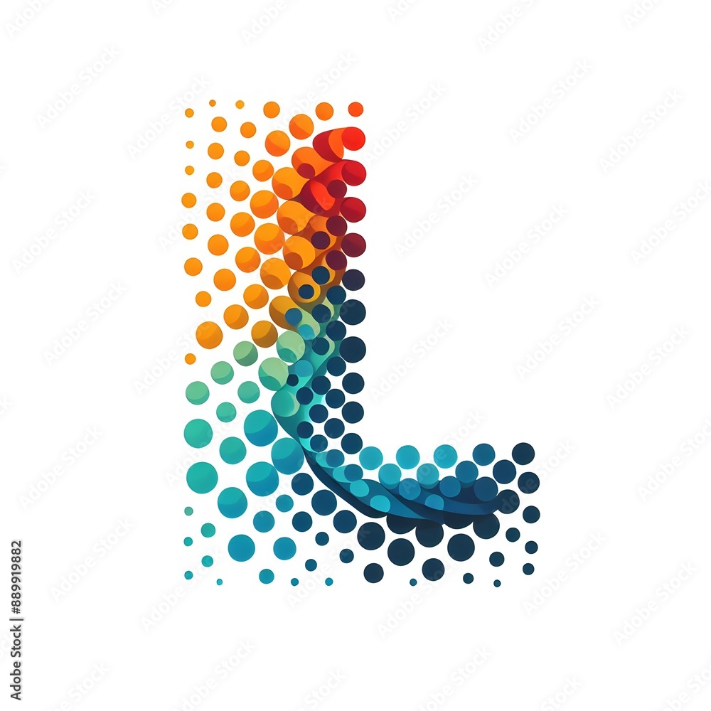 Fototapete AI Generate of Logo Letter L created using random color dots