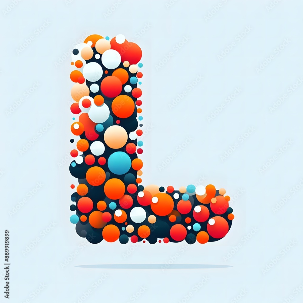 Fototapete AI Generate of Logo Letter L created using random color dots