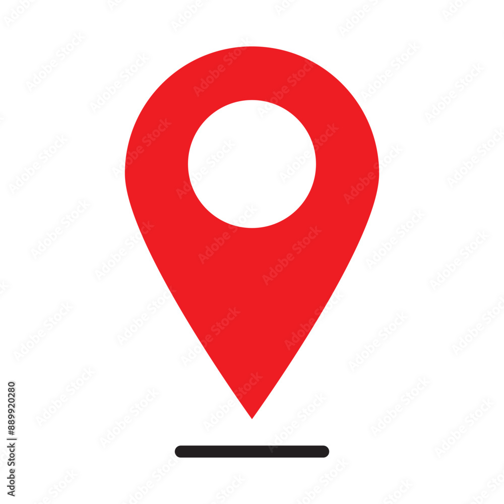 Aufkleber red pin point. map address location pointer symbol isolated on white background.