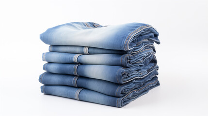 stack of various jeans isolated on white background
Denim Symphony: a Tower of Blue Jeans. stack of various jeans isolated on white background
