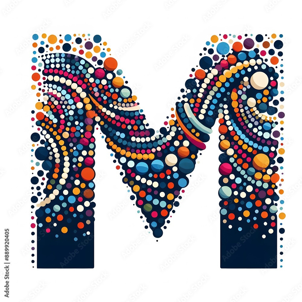 Fototapete AI Generate of Logo Letter M created using random color dots