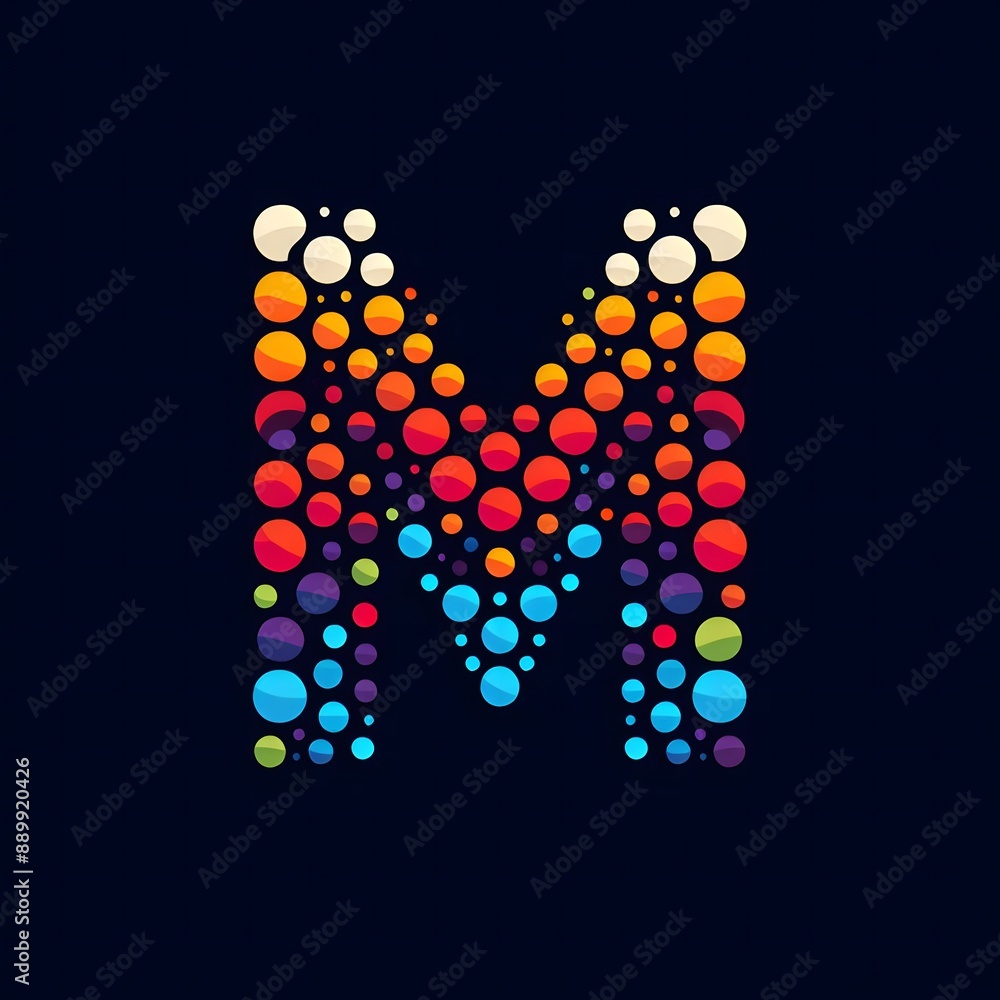 Fototapete AI Generate of Logo Letter M created using random color dots