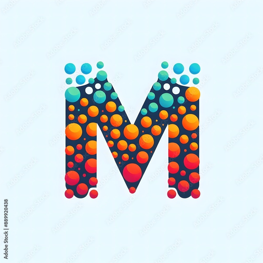 Fototapete ai generate of logo letter m created using random color dots
