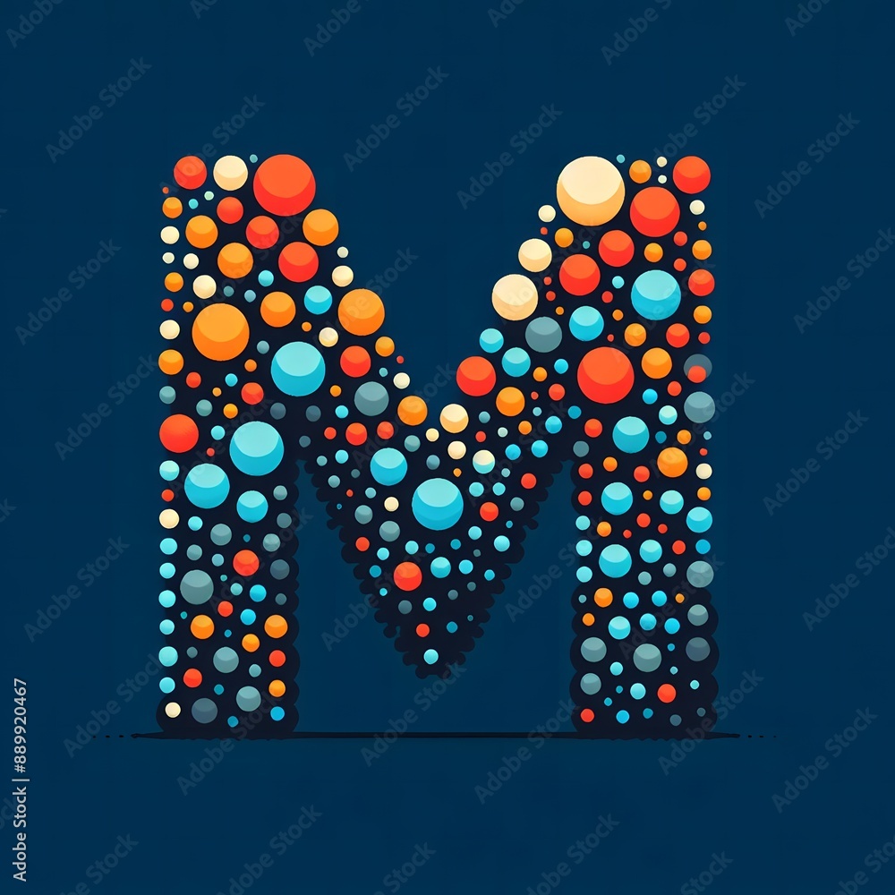 Fototapete AI Generate of Logo Letter M created using random color dots