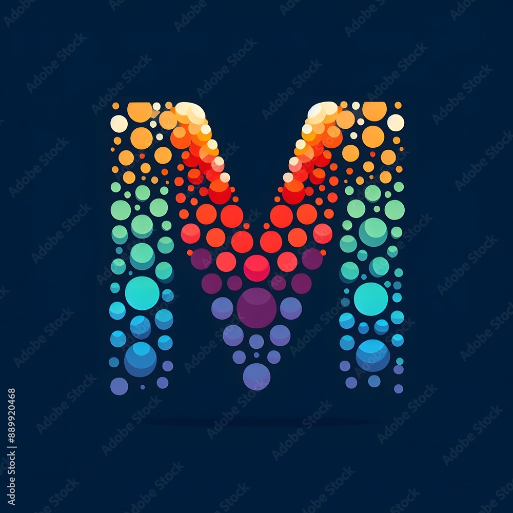 Fototapete AI Generate of Logo Letter M created using random color dots
