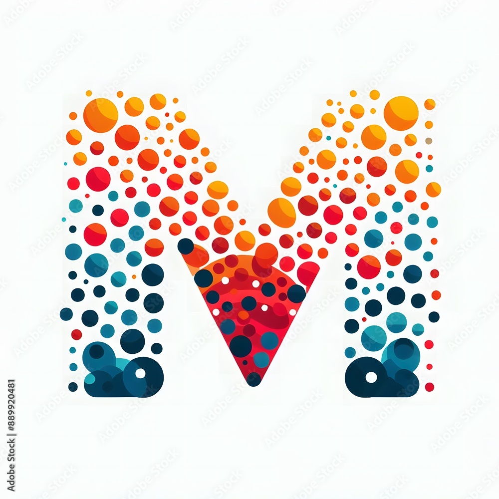 Fototapete AI Generate of Logo Letter M created using random color dots