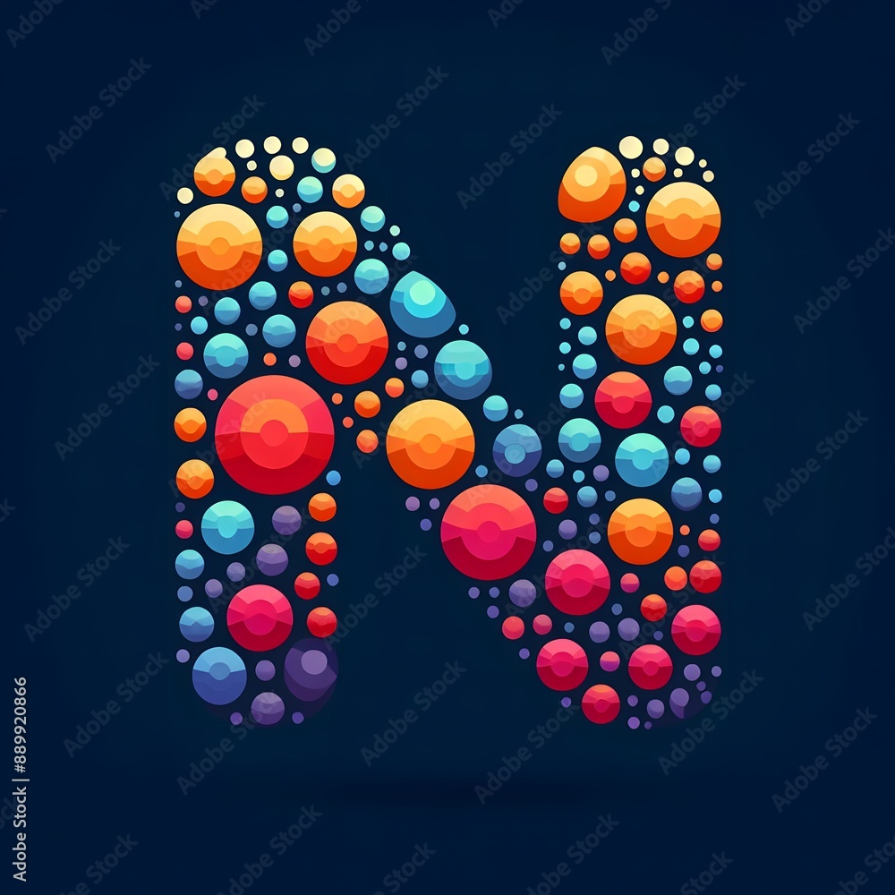 Fototapete ai generate of logo letter n created using random color dots