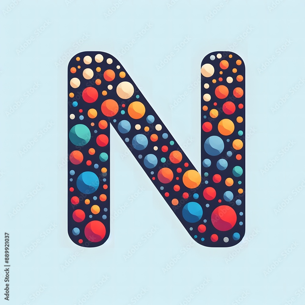 Fototapete AI Generate of Logo Letter N created using random color dots