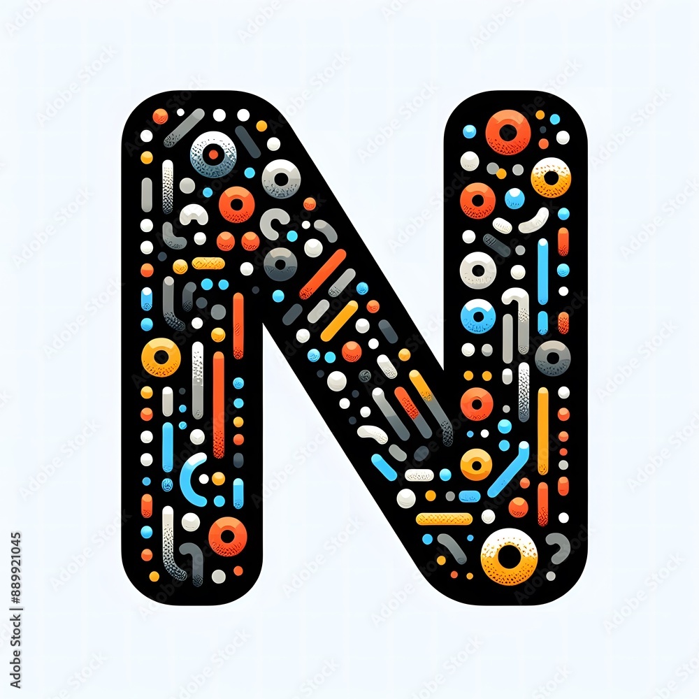 Fototapete AI Generate of Logo Letter N created using random color dots