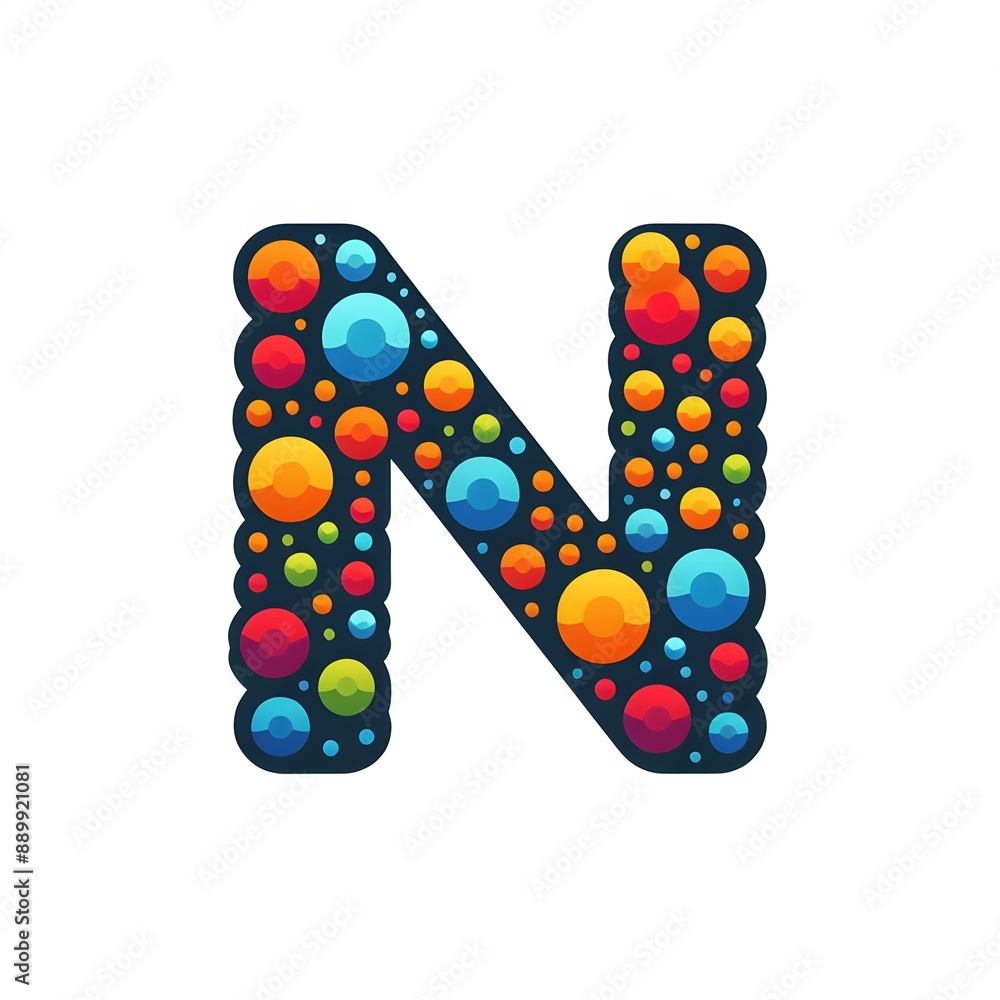 Fototapete AI Generate of Logo Letter N created using random color dots
