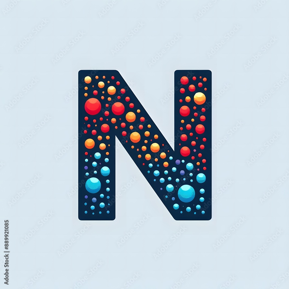 Fototapete AI Generate of Logo Letter N created using random color dots