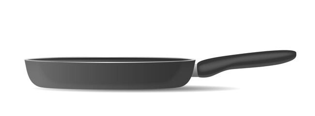 Realistic Illustration Of A Non-stick Frying Pan With A Handle Isolated On A White Background