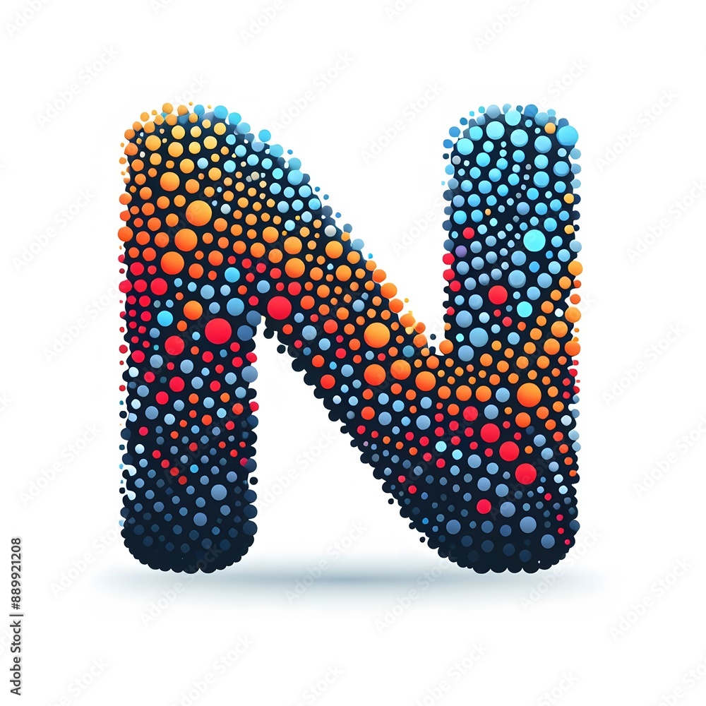 Fototapete ai generate of logo letter n created using random color dots