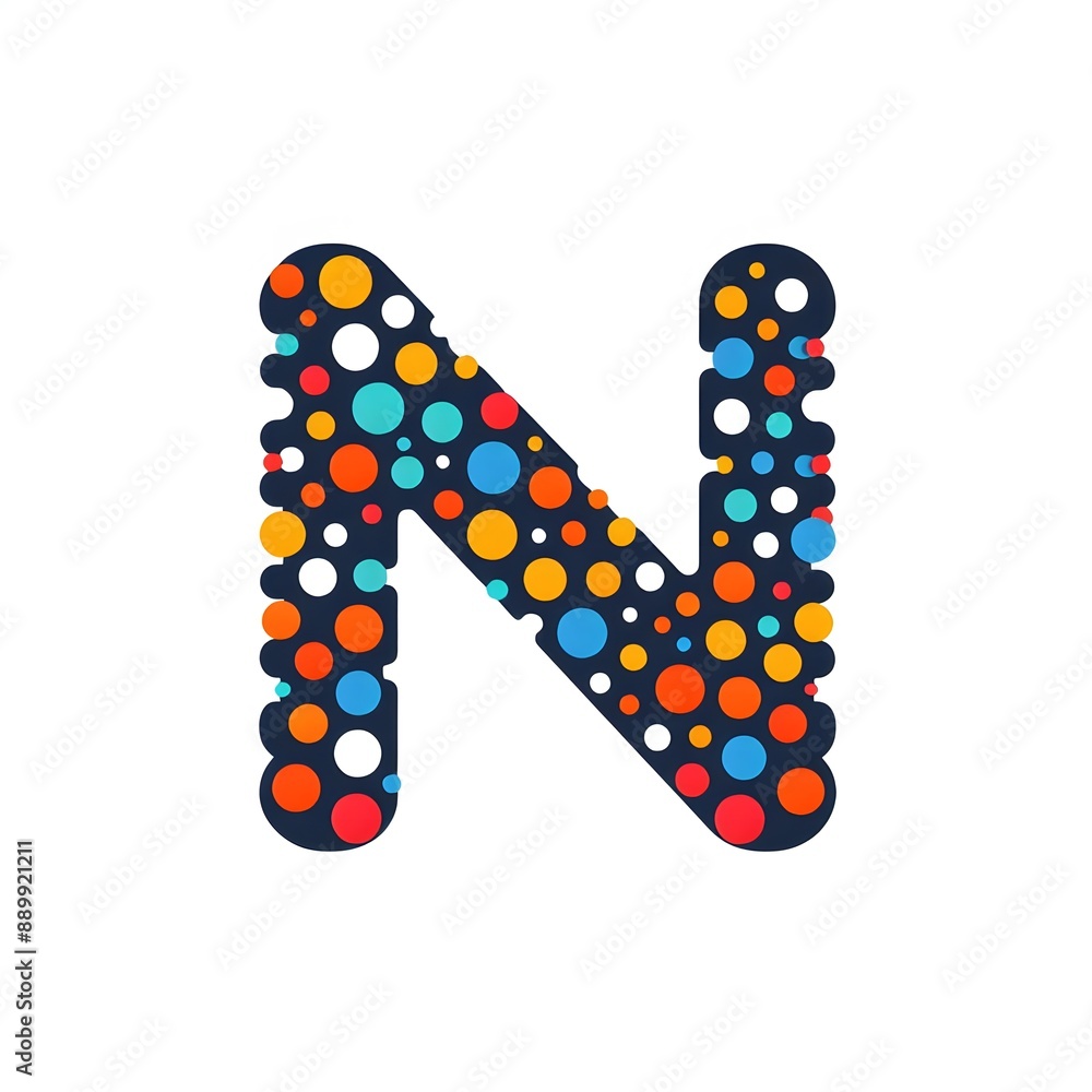 Fototapete AI Generate of Logo Letter N created using random color dots