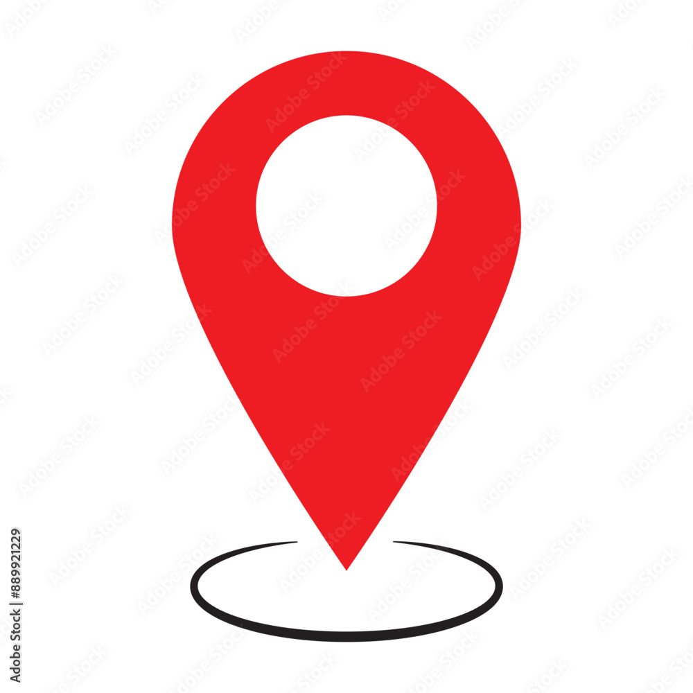 Poster flat red icon of location and map pins. vector illustration.