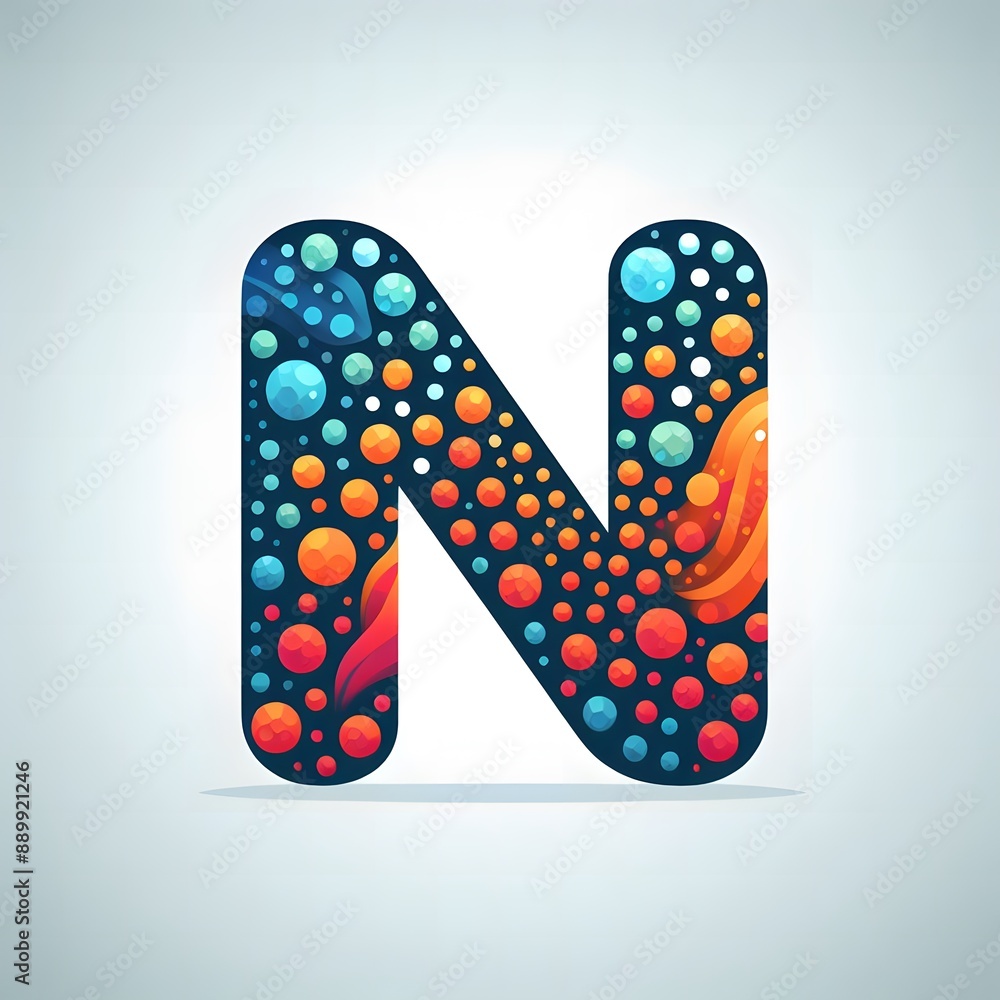 Fototapete AI Generate of Logo Letter N created using random color dots