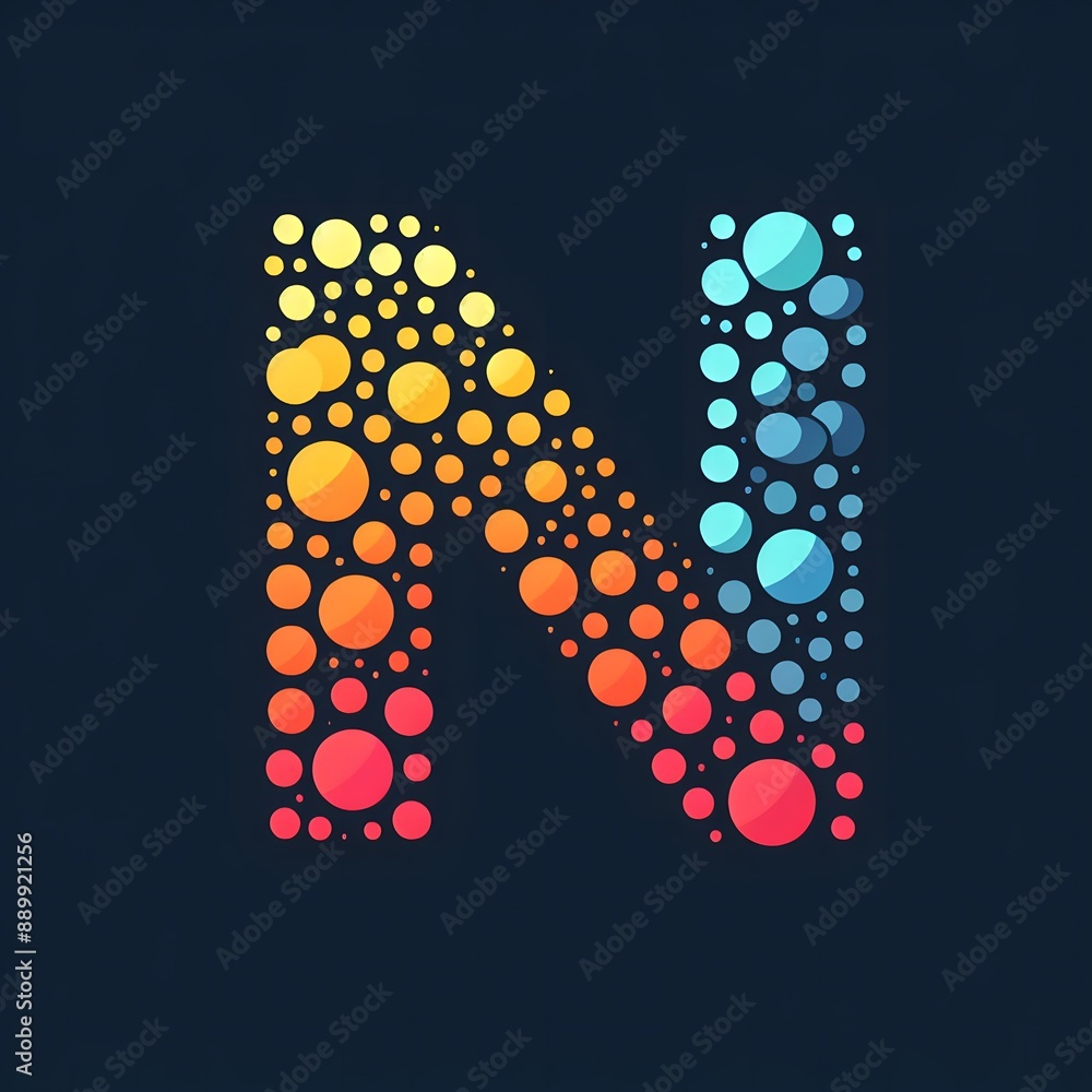 Fototapete AI Generate of Logo Letter O created using random color dots