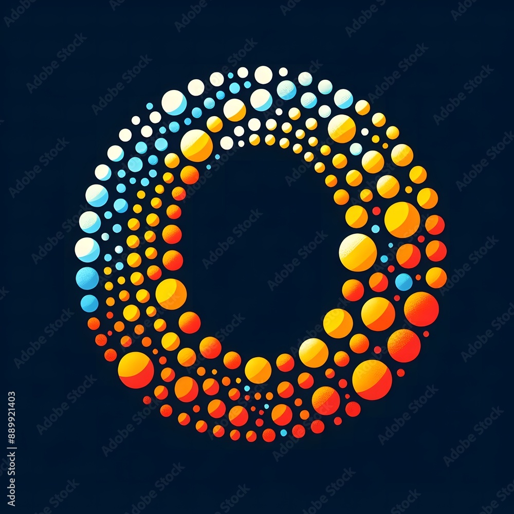 Fototapete AI Generate of Logo Letter O created using random color dots