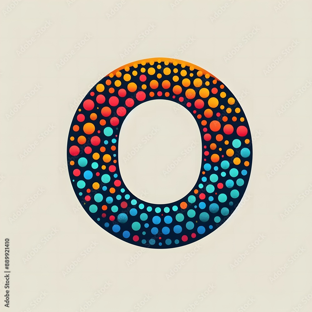 Fototapete ai generate of logo letter o created using random color dots