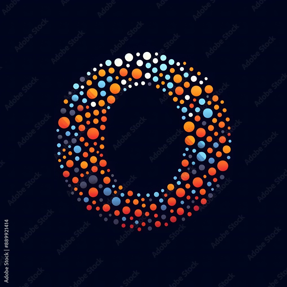 Fototapete AI Generate of Logo Letter O created using random color dots