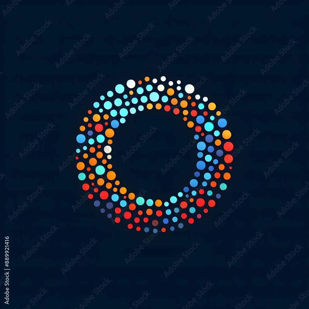 Fototapete AI Generate of Logo Letter O created using random color dots
