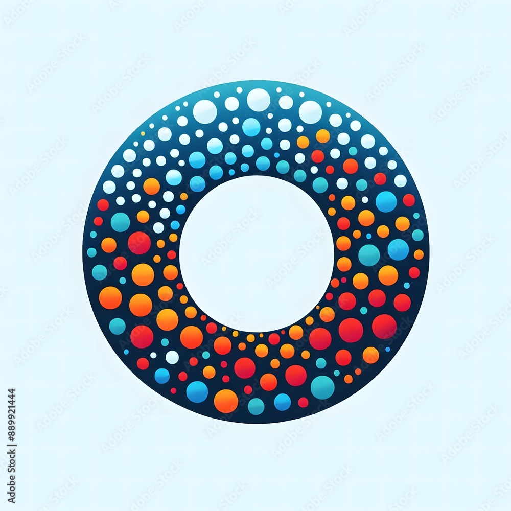 Fototapete AI Generate of Logo Letter O created using random color dots