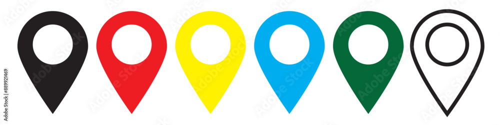 Poster set of colorful map pointer. map pins, markers. location icons for map. vector illustration. eps 10.