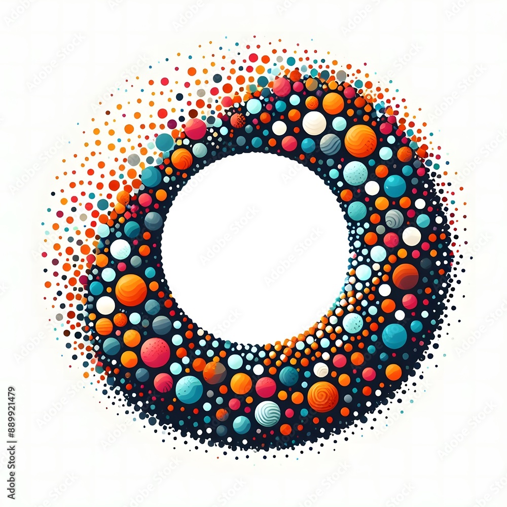 Fototapete AI Generate of Logo Letter O created using random color dots