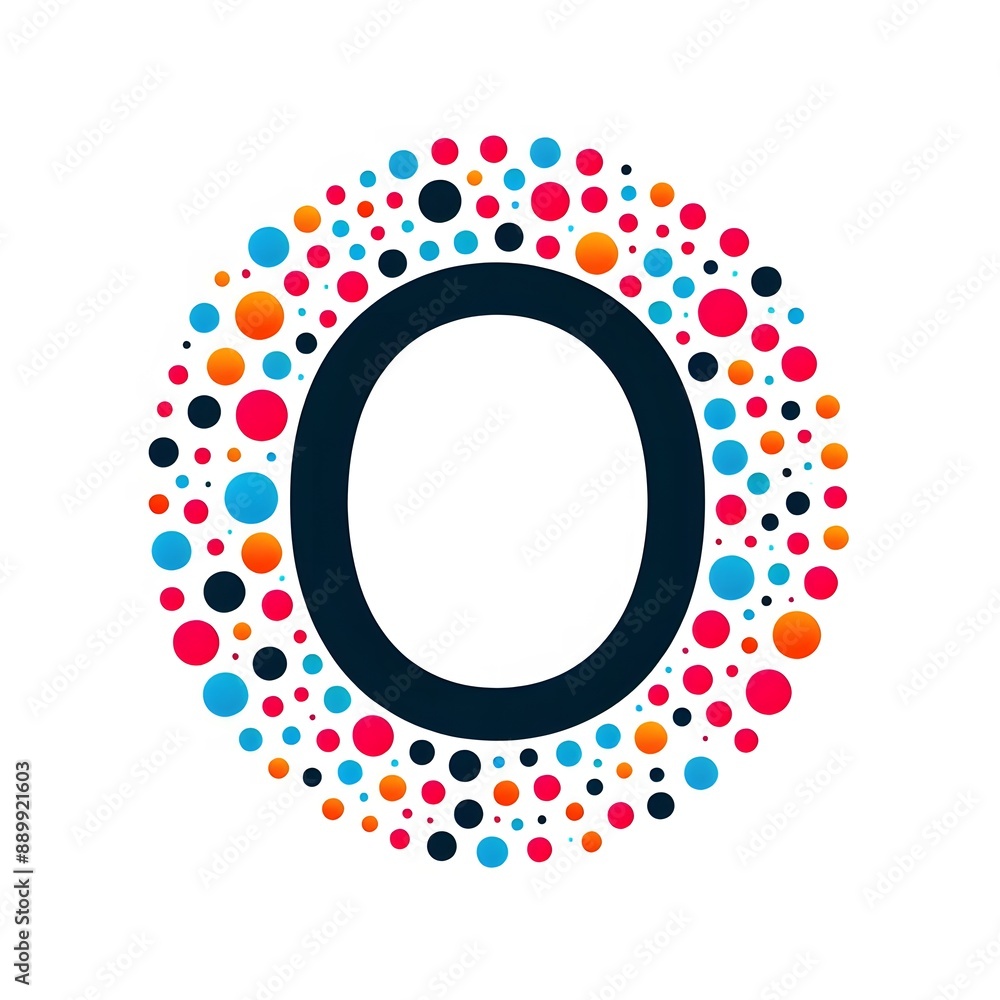 Fototapete AI Generate of Logo Letter O created using random color dots