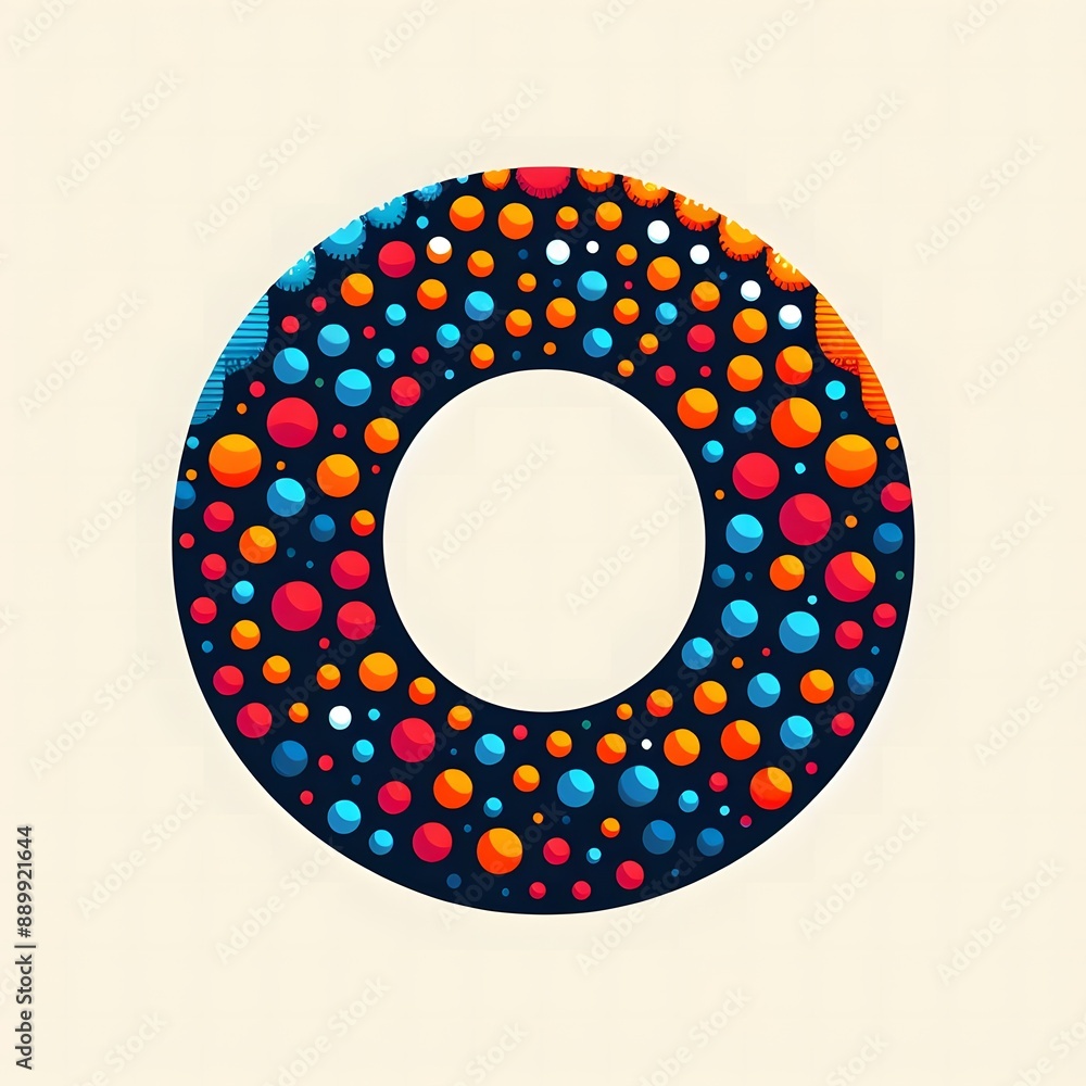 Fototapete AI Generate of Logo Letter O created using random color dots