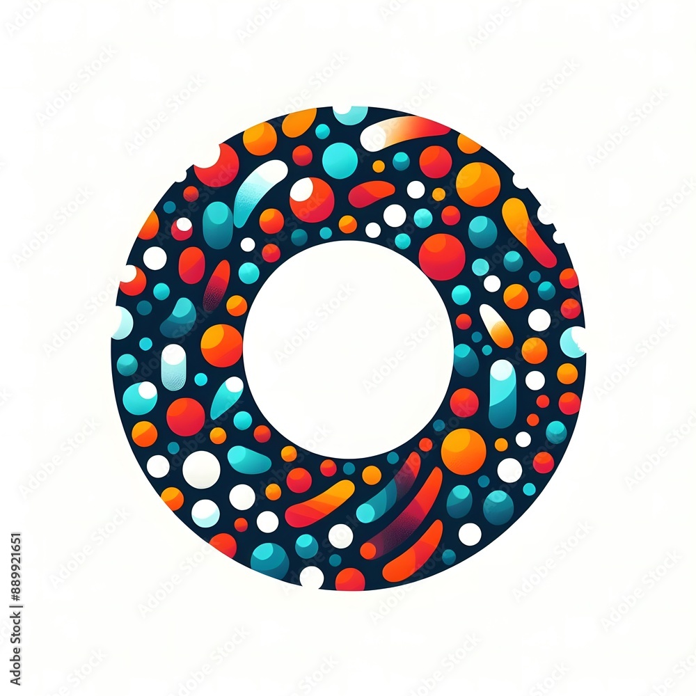 Fototapete AI Generate of Logo Letter O created using random color dots