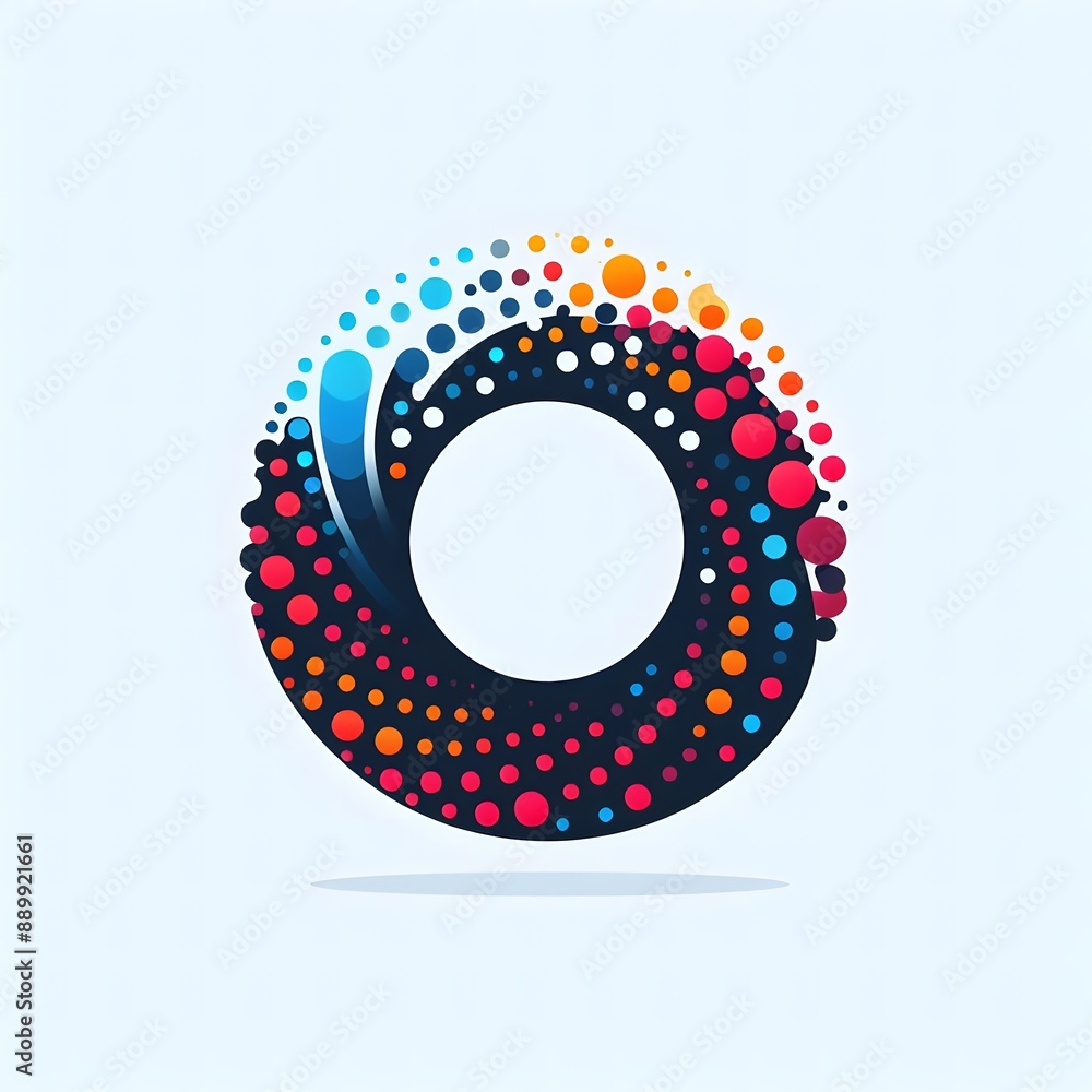 Fototapete AI Generate of Logo Letter O created using random color dots