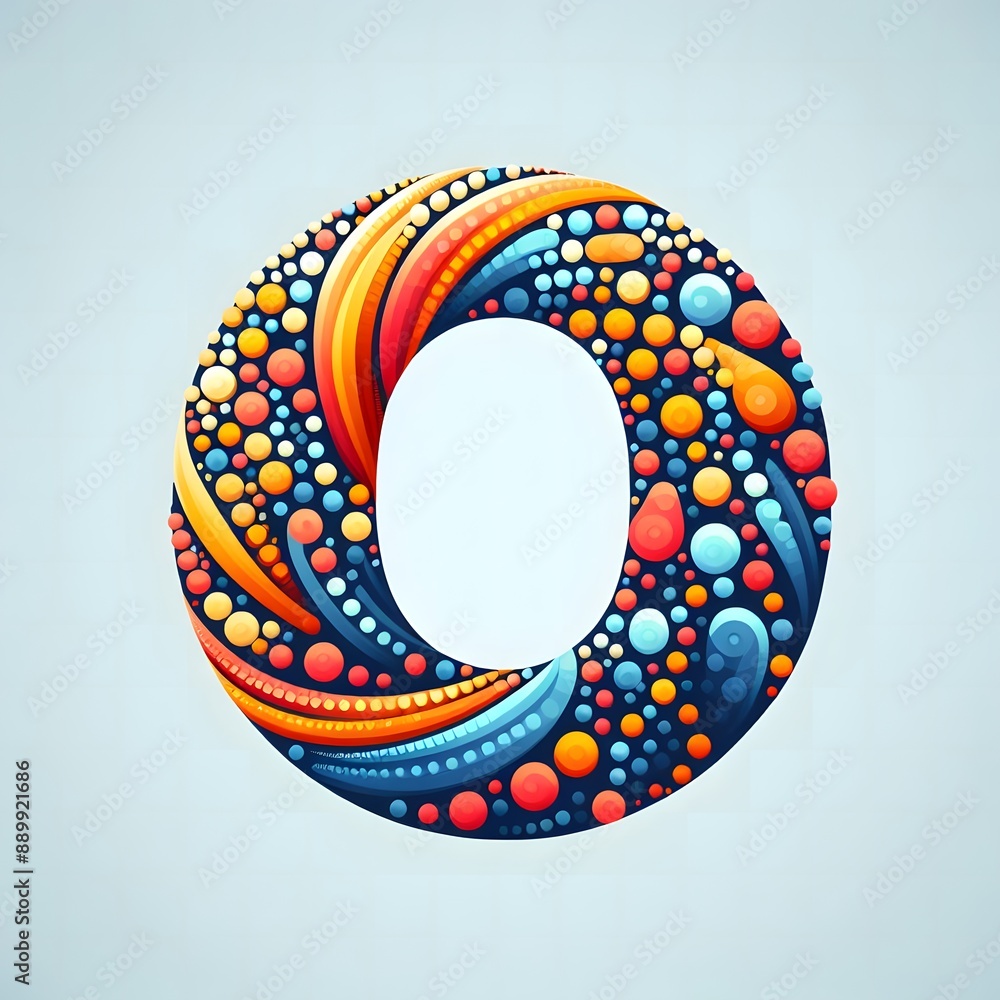 Fototapete AI Generate of Logo Letter O created using random color dots