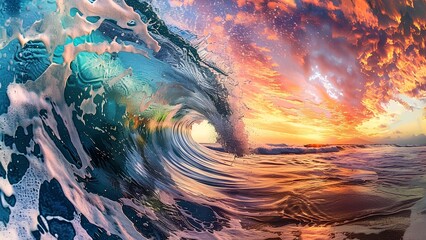 Wave over the sunset