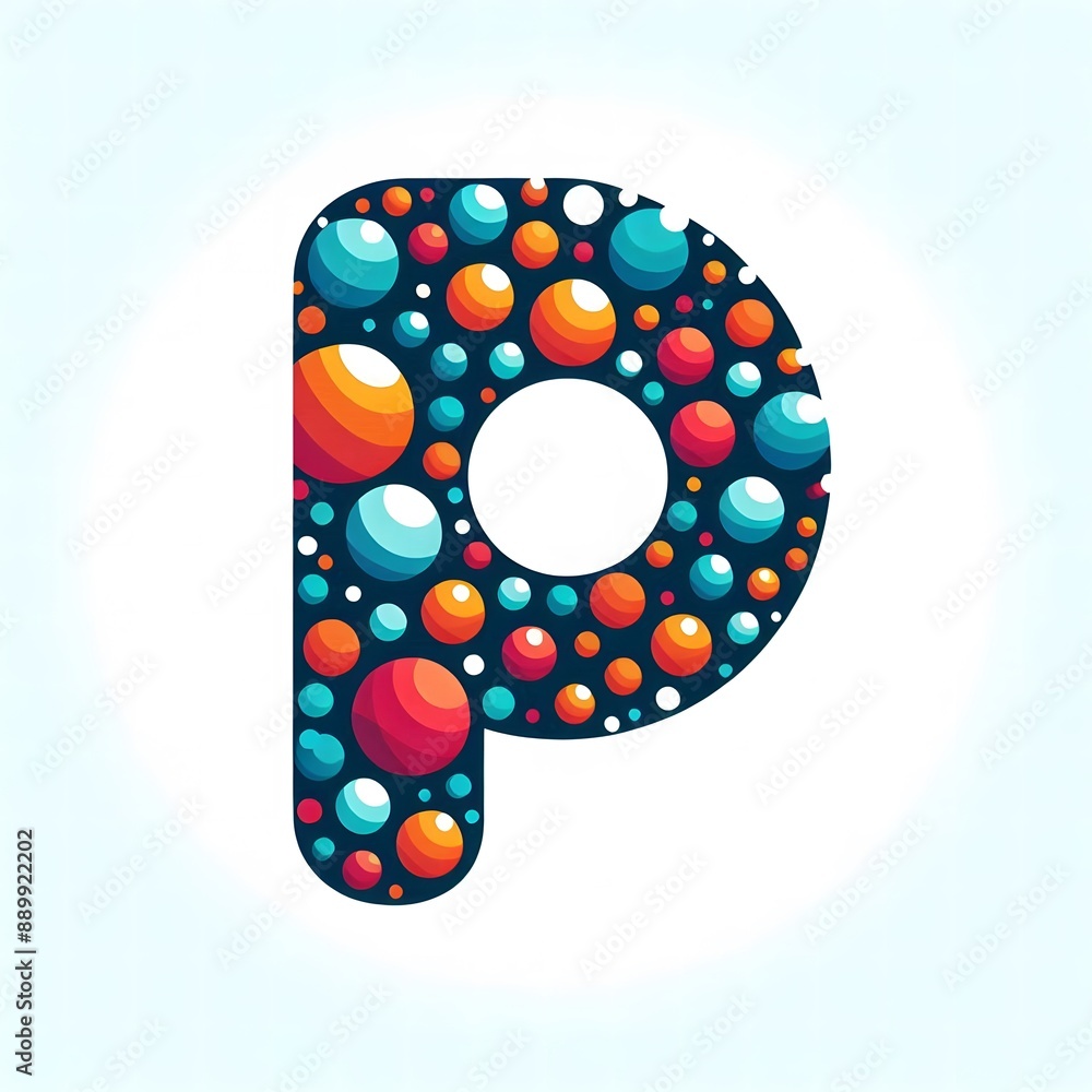 Fototapete AI Generate of Logo Letter P created using random color dots