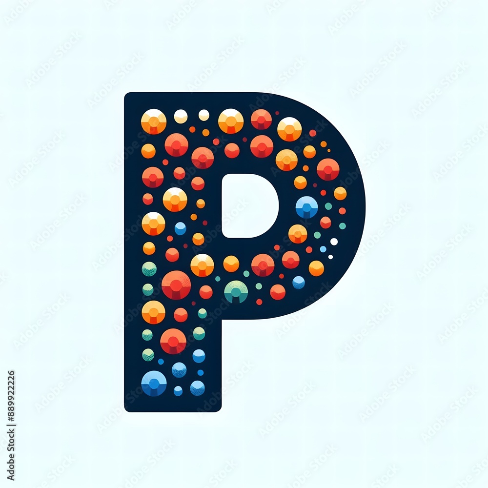 Fototapete AI Generate of Logo Letter P created using random color dots