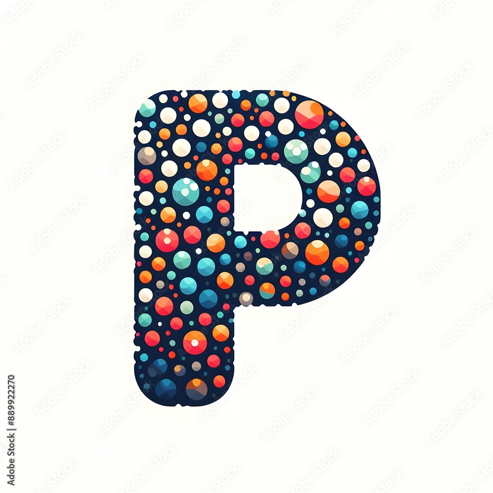 Fototapete AI Generate of Logo Letter P created using random color dots