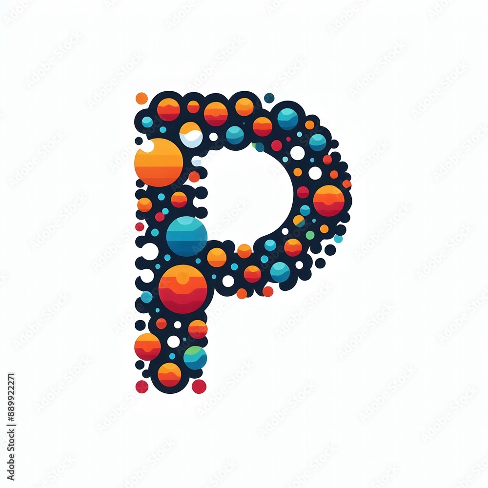 Fototapete ai generate of logo letter p created using random color dots