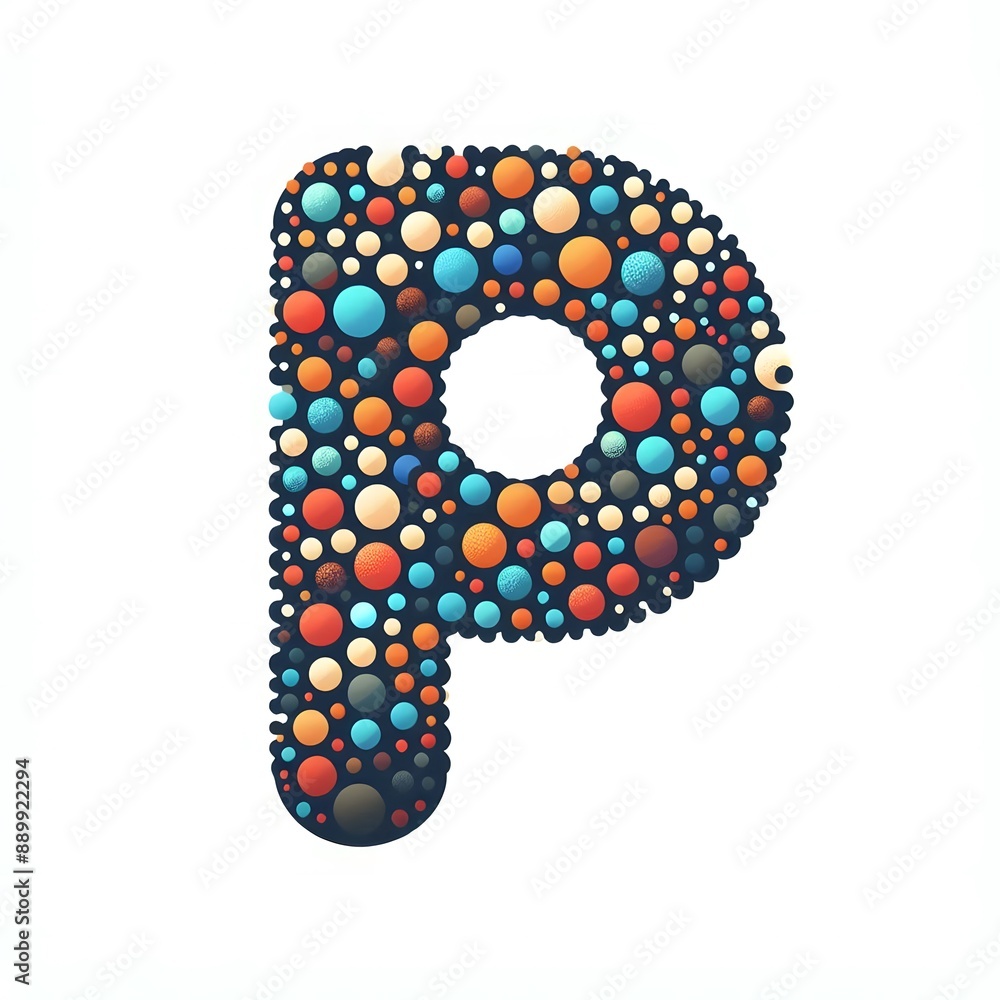 Fototapete ai generate of logo letter p created using random color dots