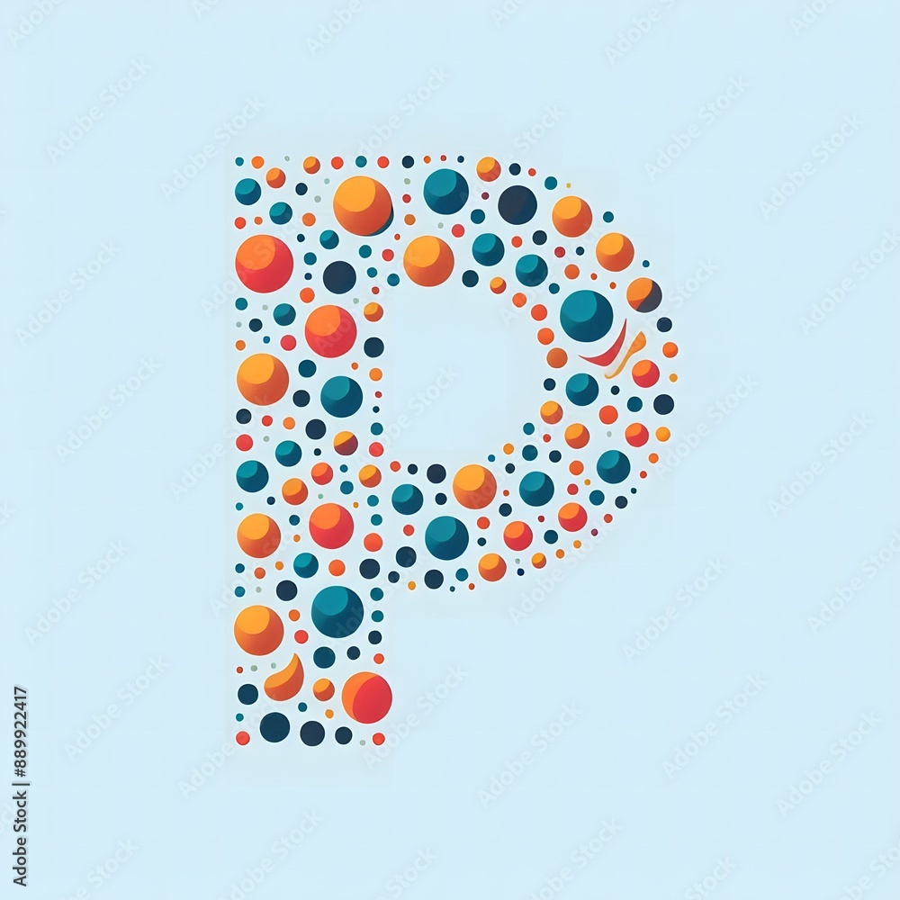 Fototapete AI Generate of Logo Letter P created using random color dots