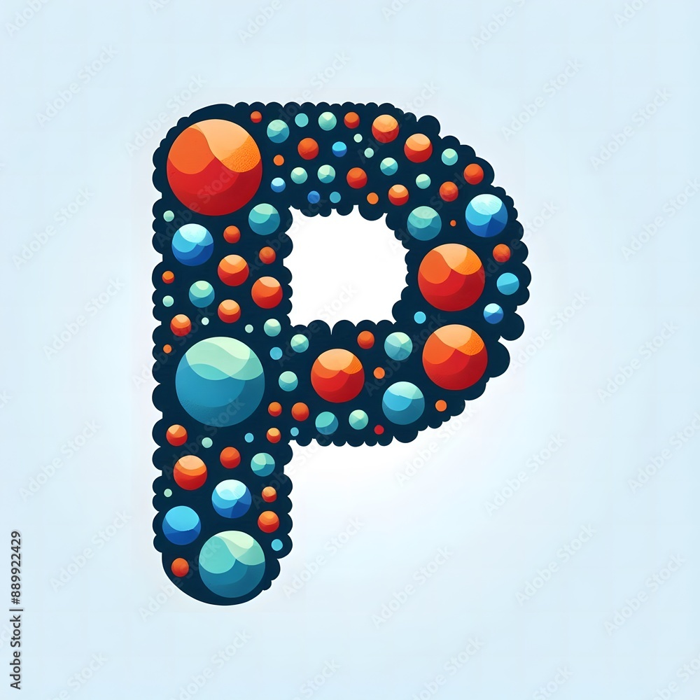 Fototapete AI Generate of Logo Letter P created using random color dots