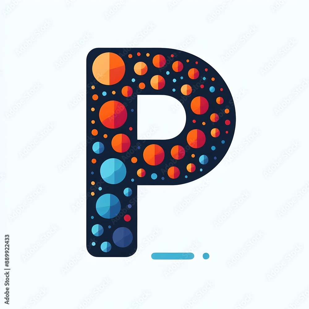 Fototapete AI Generate of Logo Letter P created using random color dots