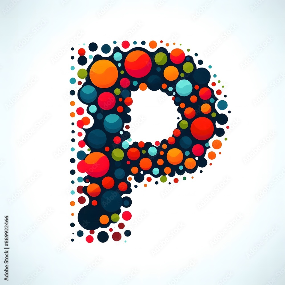 Fototapete AI Generate of Logo Letter P created using random color dots